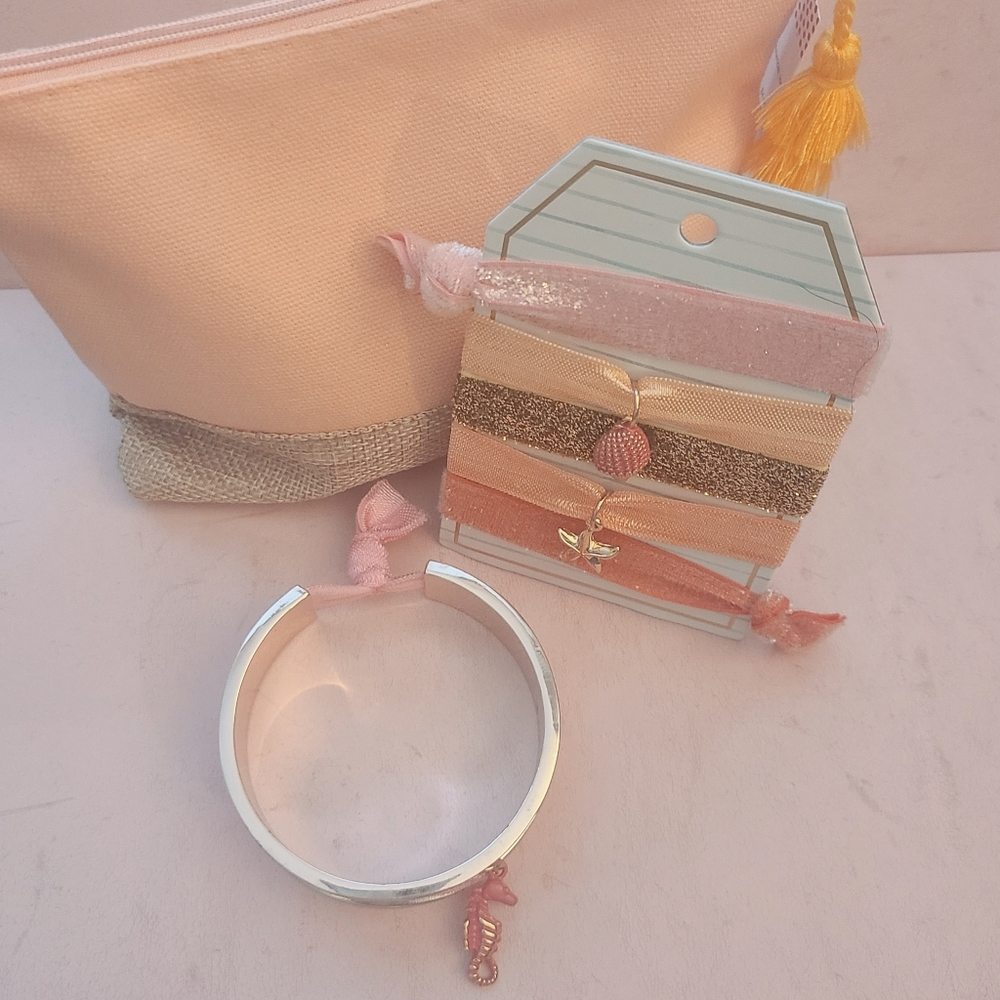 Flat Hair Ties,Hair Tie Holder Bracelet & Bag